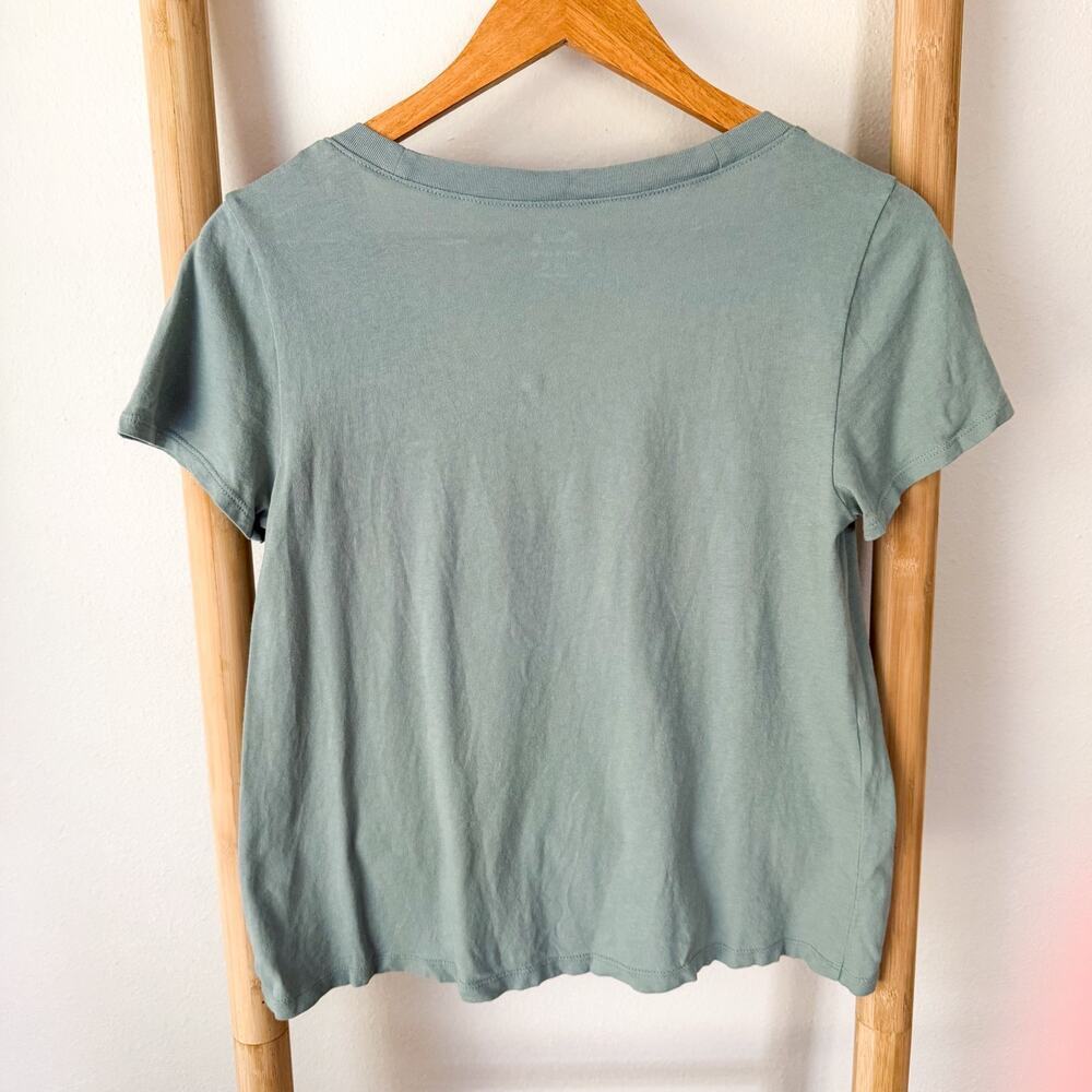 Madewell Softfade Cotton V Neck Tee Sage Green Relaxed XS - Picture 4 of 5